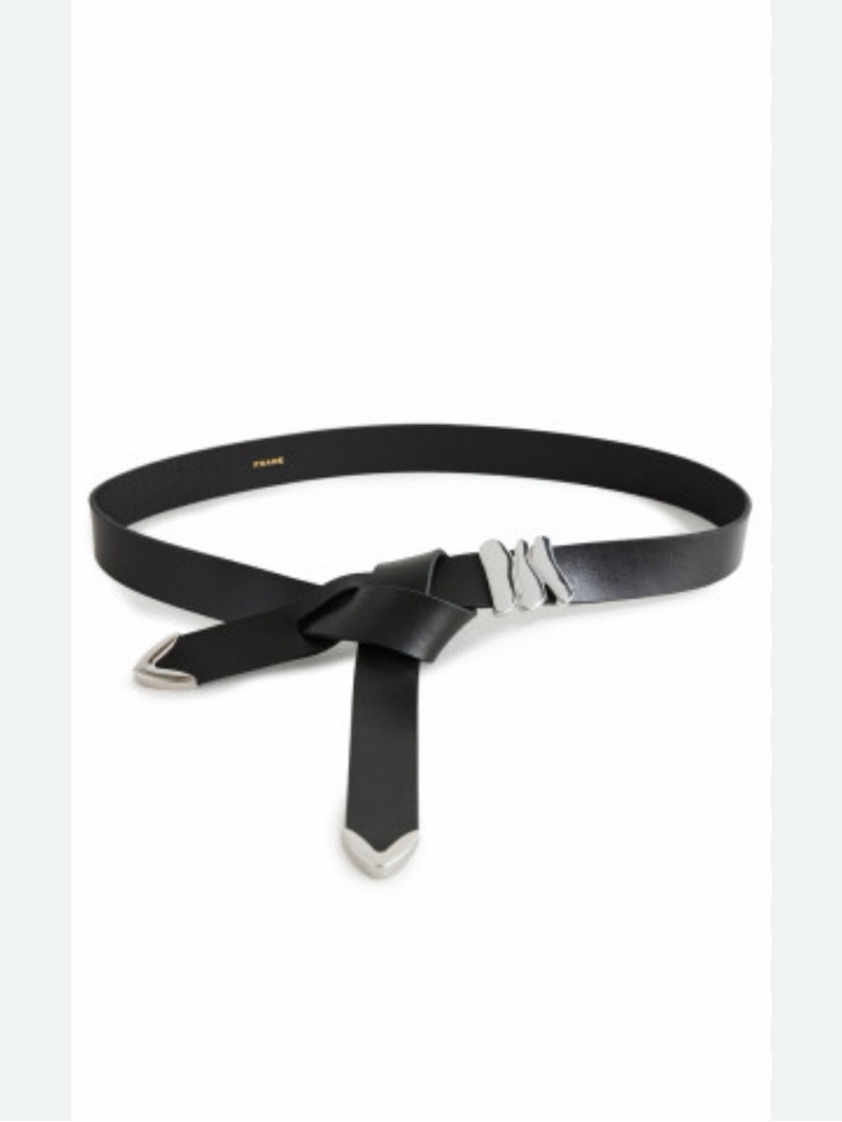 Nwot Frame Tri Keeper Leather Waist Belt In Black With Silver-Tone Accents